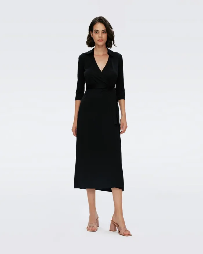 DVF Dresses Women Abigail Midi Wrap Dress Black
