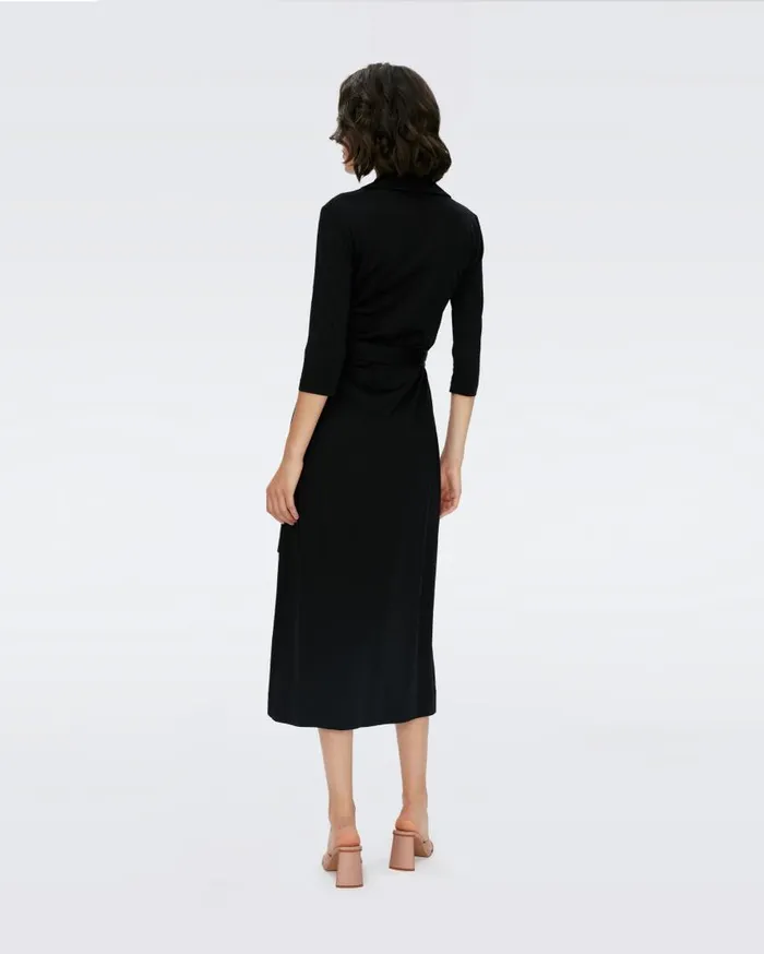 DVF Dresses Women Abigail Midi Wrap Dress Black