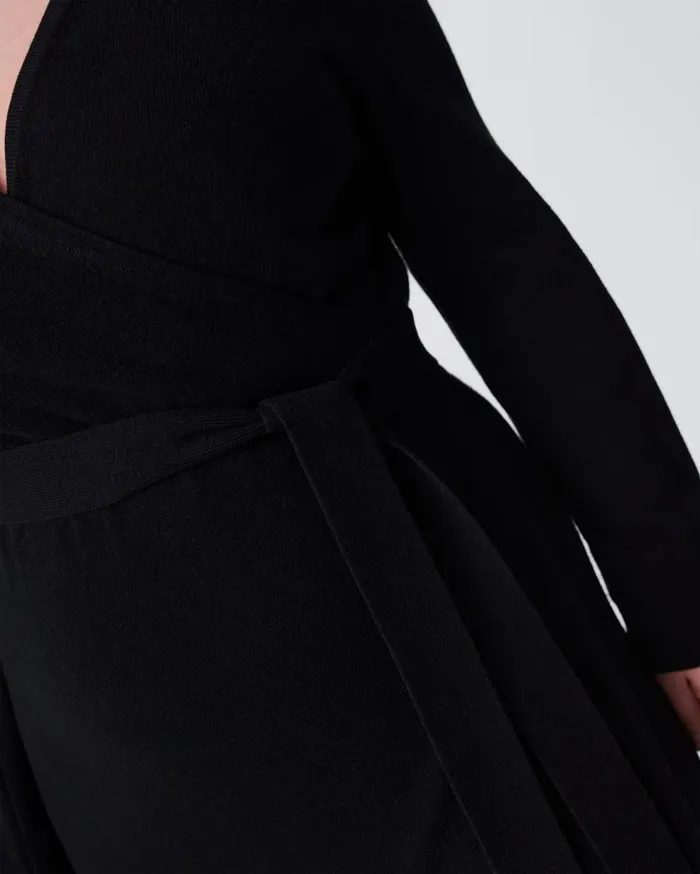 DVF Dresses Women Astrid WoolCashmere Wrap Dress Black