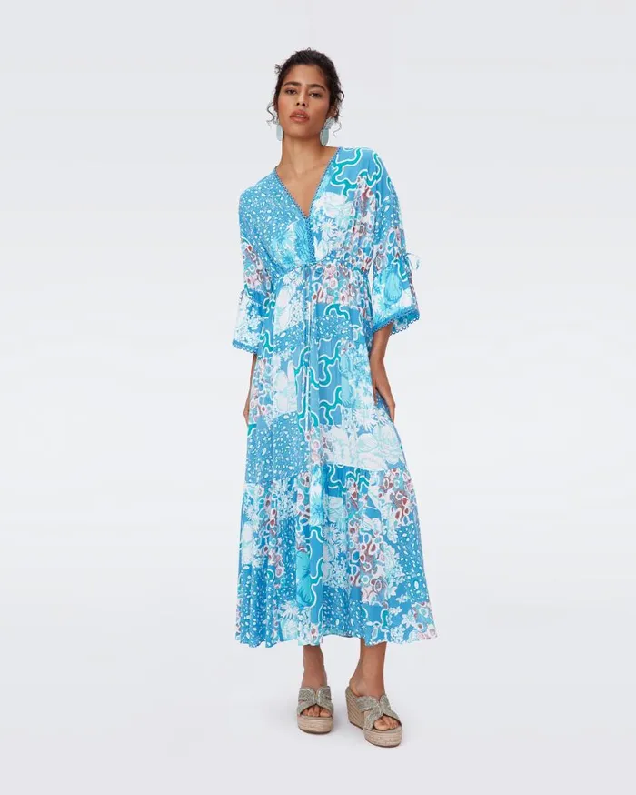 DVF Dresses Women Boris Dress Solstice Flags Blue