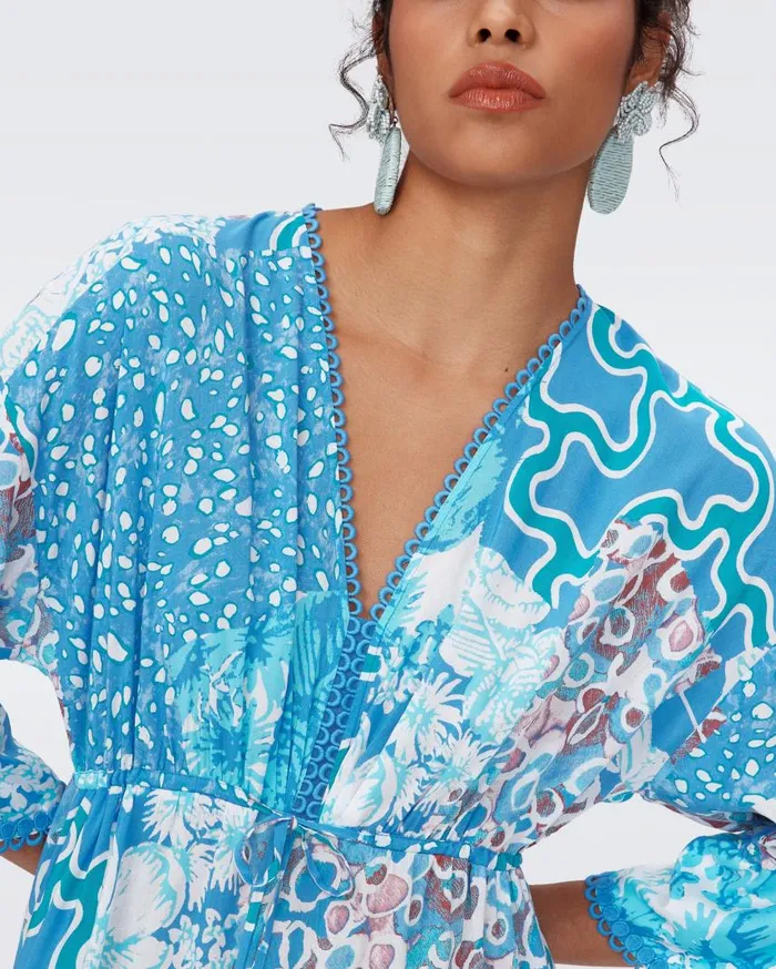 DVF Dresses Women Boris Dress Solstice Flags Blue