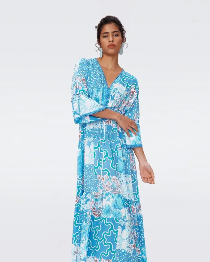 DVF Dresses Women Boris Dress Solstice Flags Blue
