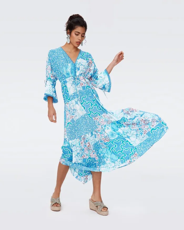 DVF Dresses Women Boris Dress Solstice Flags Blue