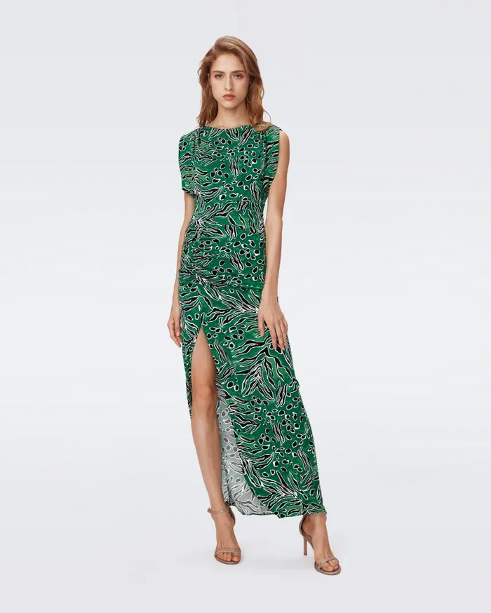 DVF Dresses Women Gertrude Dress Huge Water Tiger Green