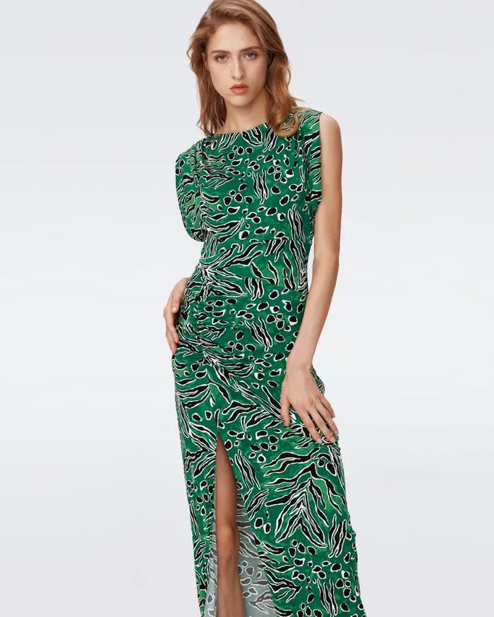 DVF Dresses Women Gertrude Dress Huge Water Tiger Green