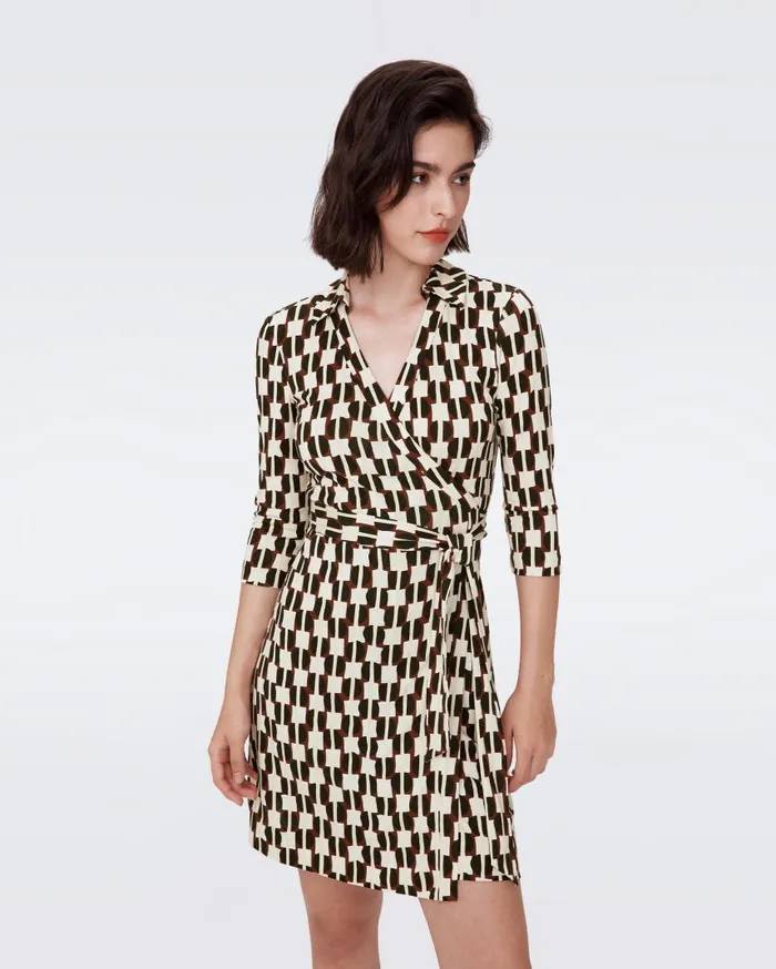 DVF Dresses Women Jeanne Silk Jersey Wrap Dress Maypole Black
