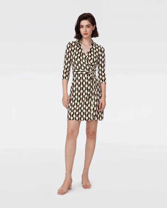 DVF Dresses Women Jeanne Silk Jersey Wrap Dress Maypole Black