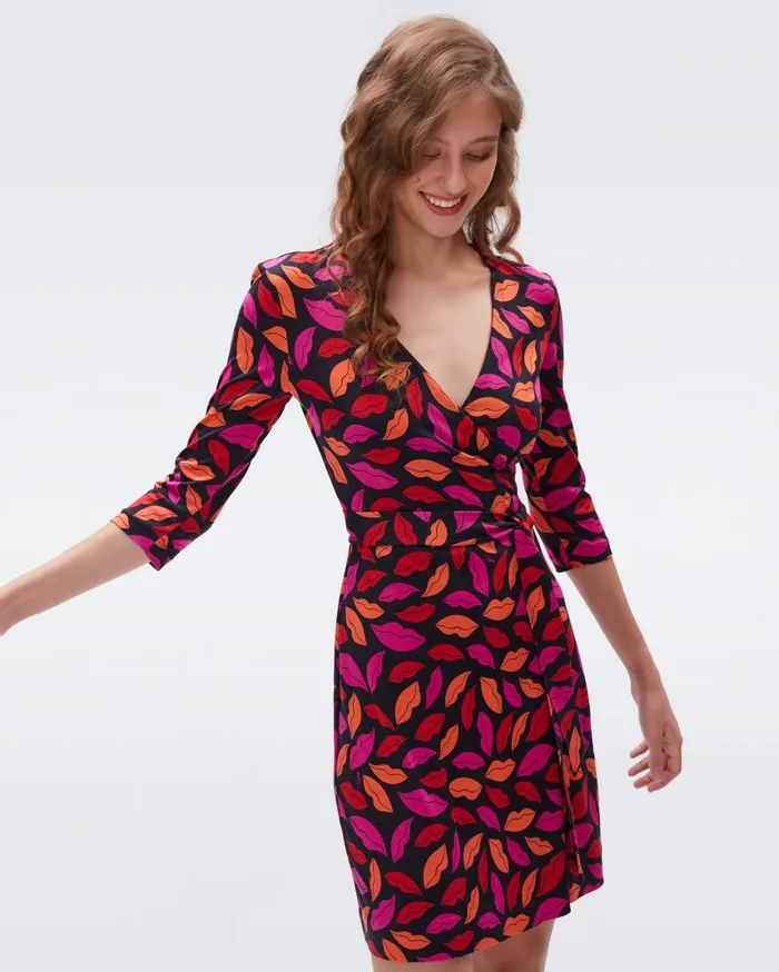 DVF Dresses Women Julian Silk Jersey Wrap Dress Midnight Kiss Multi DVF Dresses Women Julian Silk Jersey Wrap Dress Midnight Kiss Multi