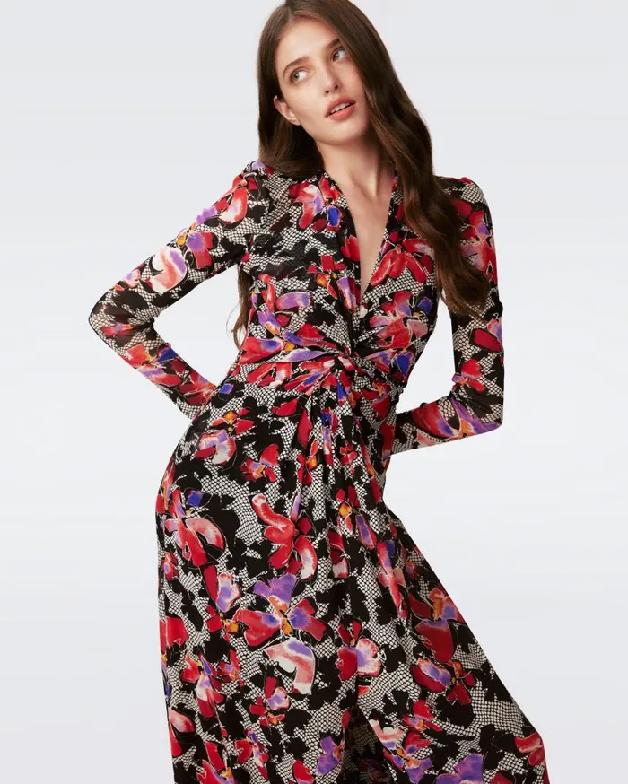 DVF Dresses Women Kassia Mesh Dress Odette Floral