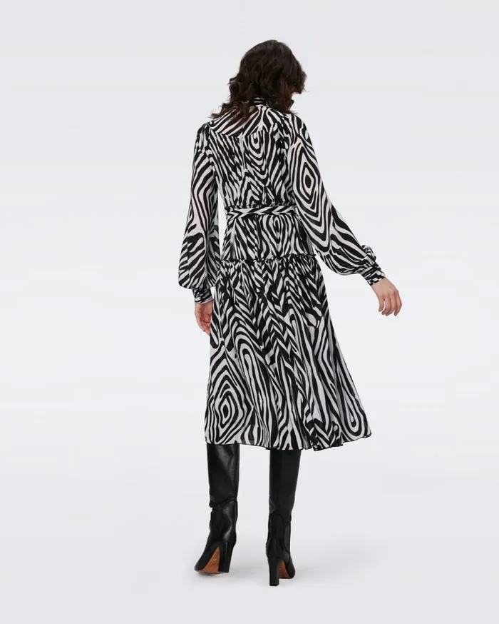 DVF Dresses Women Kent Dress Huge Zebra Ivory