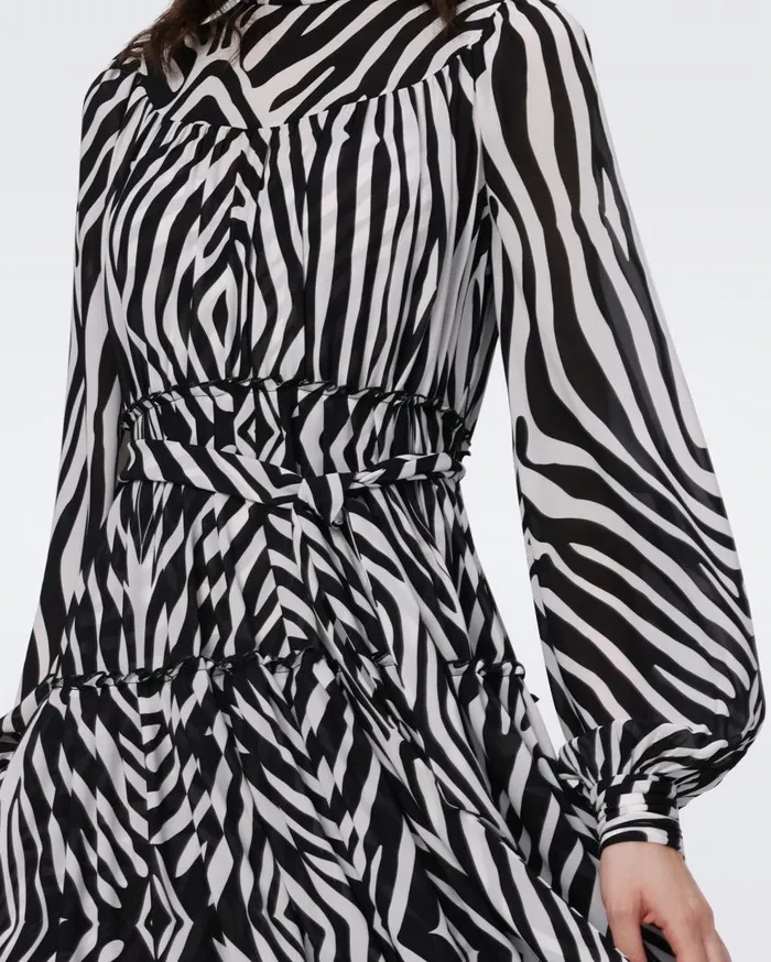 DVF Dresses Women Kent Dress Huge Zebra Ivory