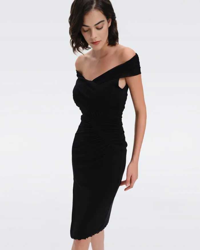DVF Dresses Women Lovinia Mesh Dress Black