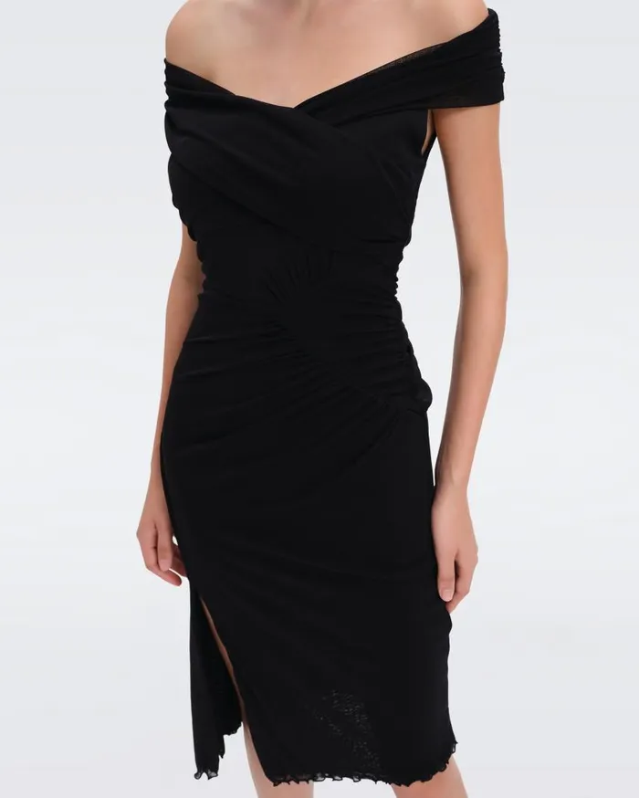 DVF Dresses Women Lovinia Mesh Dress Black