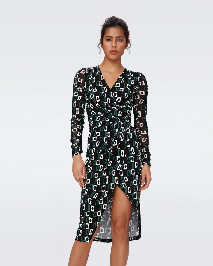DVF Dresses Women Nevine Dress Chain Spots Black