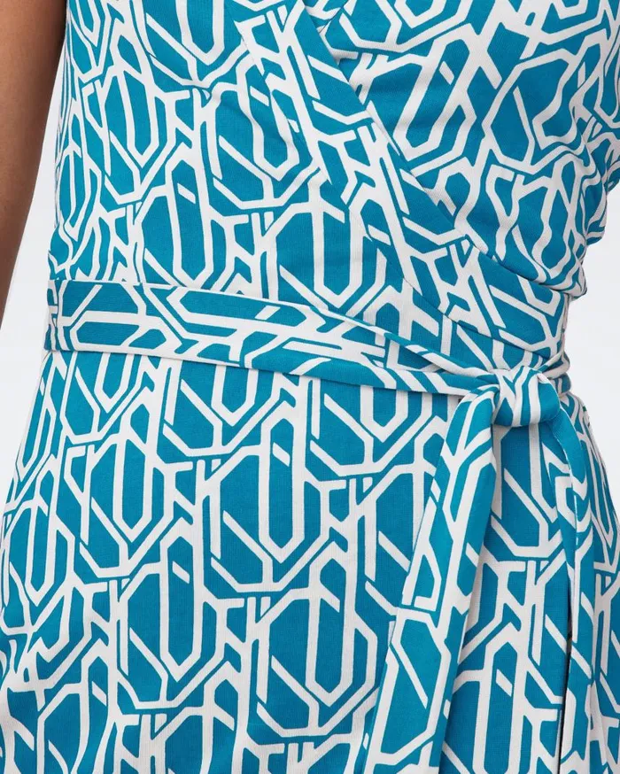 DVF Dresses Women Nishi Cotton Dress Infinite Geo Teal