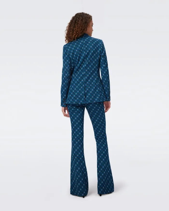 DVF Jackets and Coats Women Bien Jacquard Jacket Tiny Vinyl Links Dark Teal