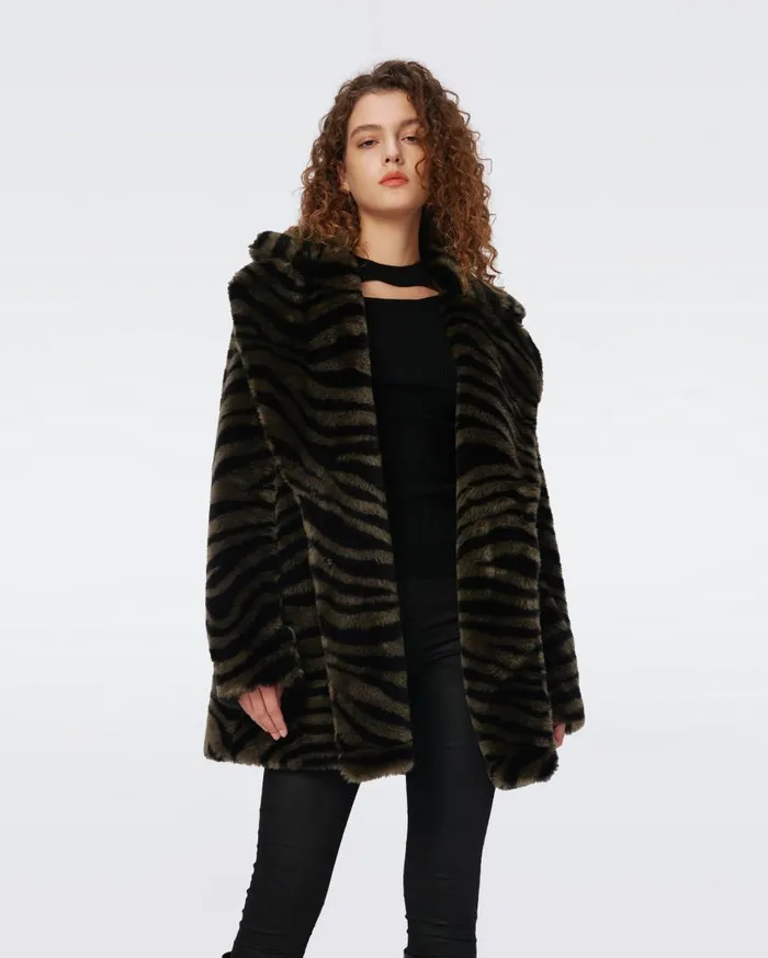 DVF Jackets and Coats Women Tanesha Coat Zebra Olive