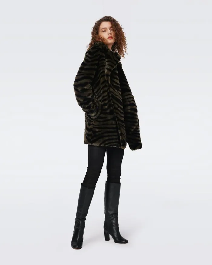 DVF Jackets and Coats Women Tanesha Coat Zebra Olive