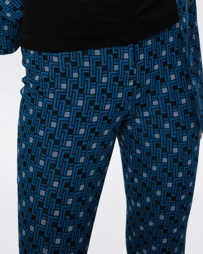 DVF Pants and Shorts Women Greg Jacquard Pants Tiny Vinyl Links Dark Teal