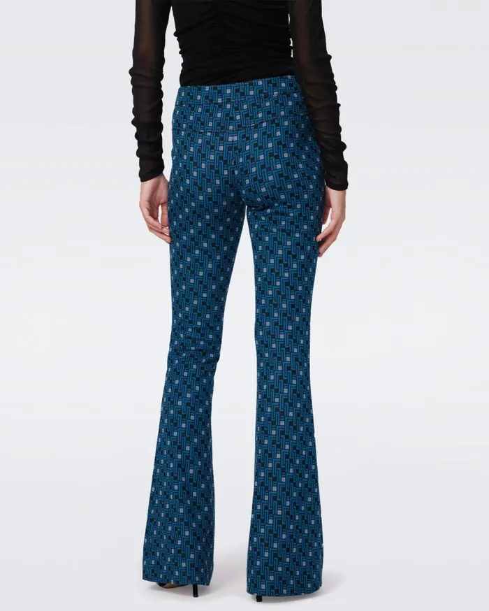 DVF Pants and Shorts Women Greg Jacquard Pants Tiny Vinyl Links Dark Teal