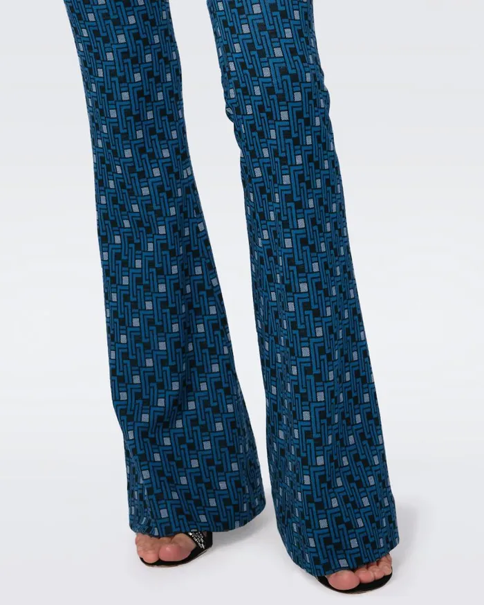 DVF Pants and Shorts Women Greg Jacquard Pants Tiny Vinyl Links Dark Teal