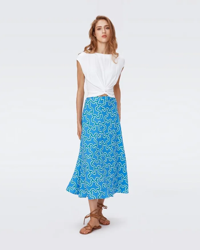 DVF Skirts Women Florencia Skirt Cloud Patch Blue