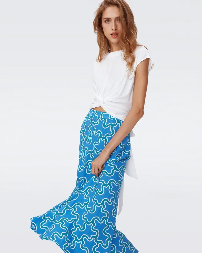 DVF Skirts Women Florencia Skirt Cloud Patch Blue