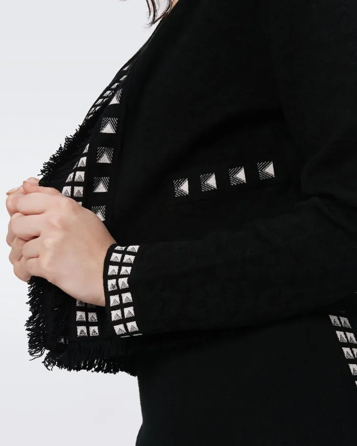 DVF Sweaters and Knits Women Brogan Knit Jacquard Cardigan Black And Stud