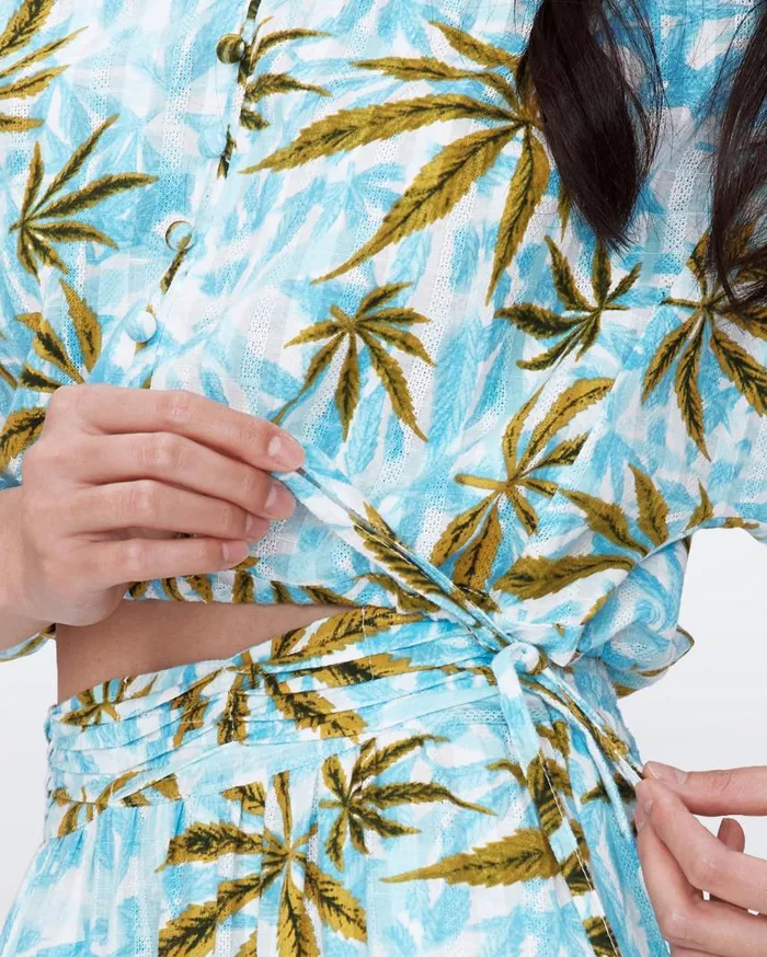 DVF Tops Women Dario Cotton Dobby Top Huge Cannabis Blue