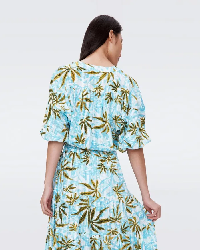 DVF Tops Women Dario Cotton Dobby Top Huge Cannabis Blue