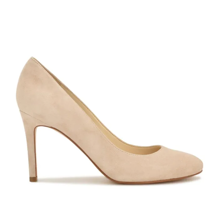 Dylan Round Toe Pumps Barely Nude Suede Women Nine West Heels