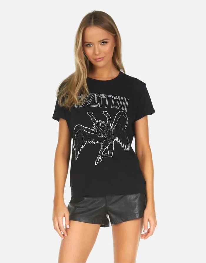Edda X Led Zeppelin Outline Black Women Lauren Moshi Short Sleeve