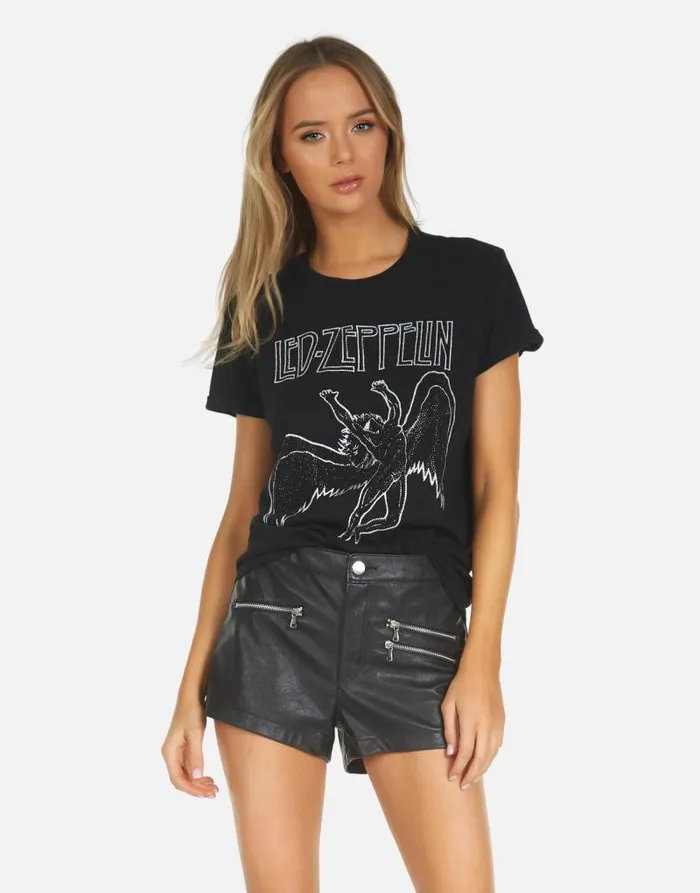 Edda X Led Zeppelin Outline Black Women Lauren Moshi Short Sleeve