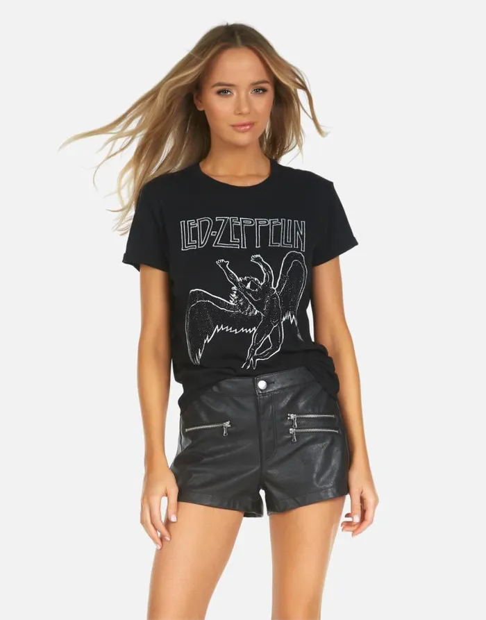 Edda X Led Zeppelin Outline Black Women Lauren Moshi Short Sleeve