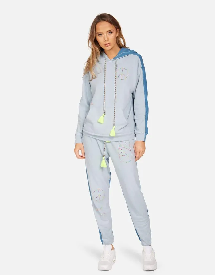 Ellison X Neon Stud Peace Dusty Blue Women Lauren Moshi Crop Sweatpants