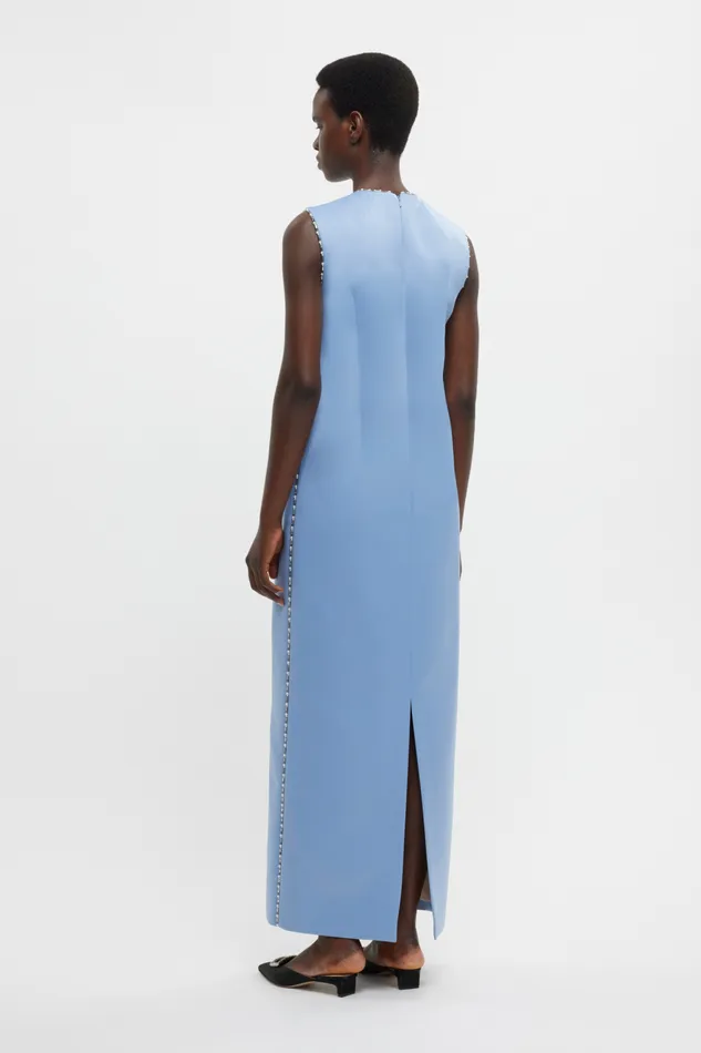 Emilia Wickstead Amon Embellished Dress In Baby Blue Doppio Satin Women Gowns Emilia Wickstead Amon Embellished Dress In Baby Blue Doppio Satin Women Gowns