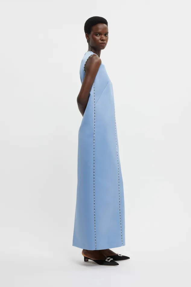 Emilia Wickstead Amon Embellished Dress In Baby Blue Doppio Satin Women Gowns Emilia Wickstead Amon Embellished Dress In Baby Blue Doppio Satin Women Gowns
