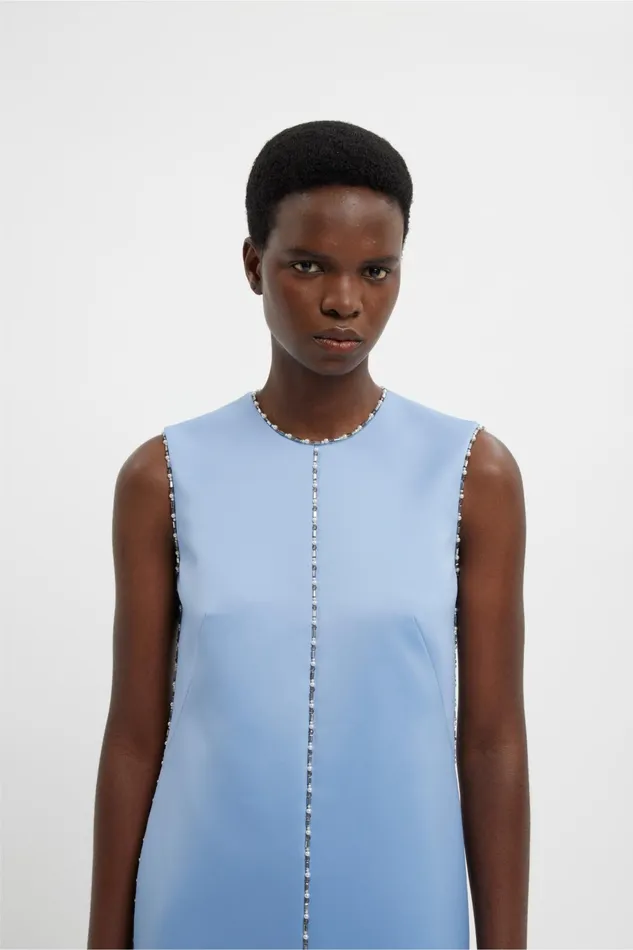 Emilia Wickstead Amon Embellished Dress In Baby Blue Doppio Satin Women Gowns Emilia Wickstead Amon Embellished Dress In Baby Blue Doppio Satin Women Gowns