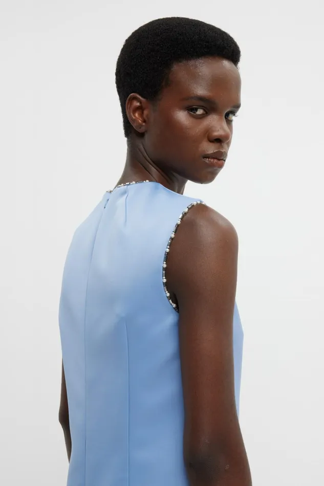 Emilia Wickstead Amon Embellished Dress In Baby Blue Doppio Satin Women Gowns Emilia Wickstead Amon Embellished Dress In Baby Blue Doppio Satin Women Gowns