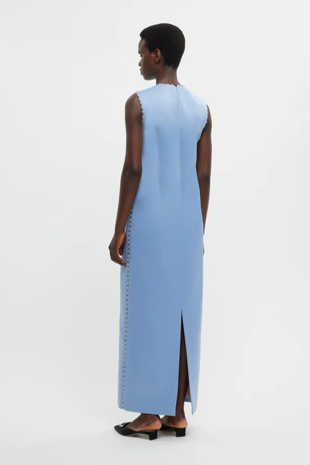Emilia Wickstead Amon Embellished Dress In Baby Blue Doppio Satin Women Gowns Emilia Wickstead Amon Embellished Dress In Baby Blue Doppio Satin Women Gowns