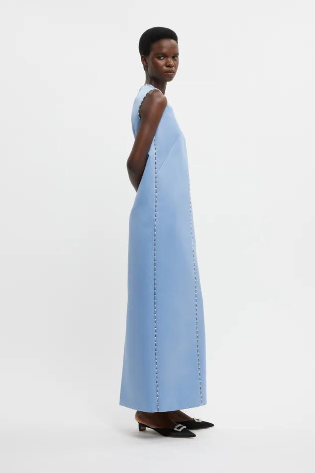 Emilia Wickstead Amon Embellished Dress In Baby Blue Doppio Satin Women Gowns Emilia Wickstead Amon Embellished Dress In Baby Blue Doppio Satin Women Gowns