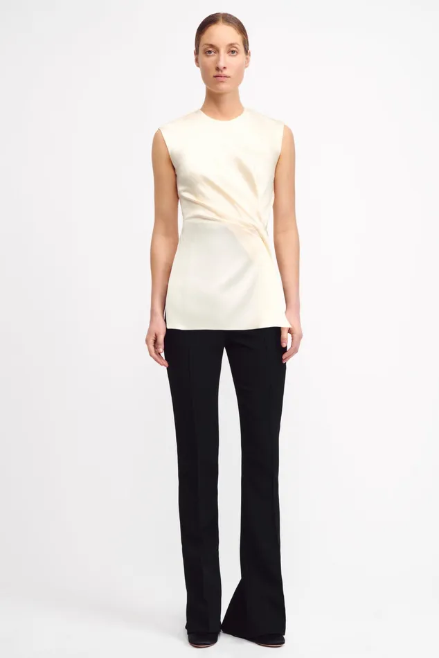 Emilia Wickstead Azam Ivory Satin Top Women Shirts and Tops