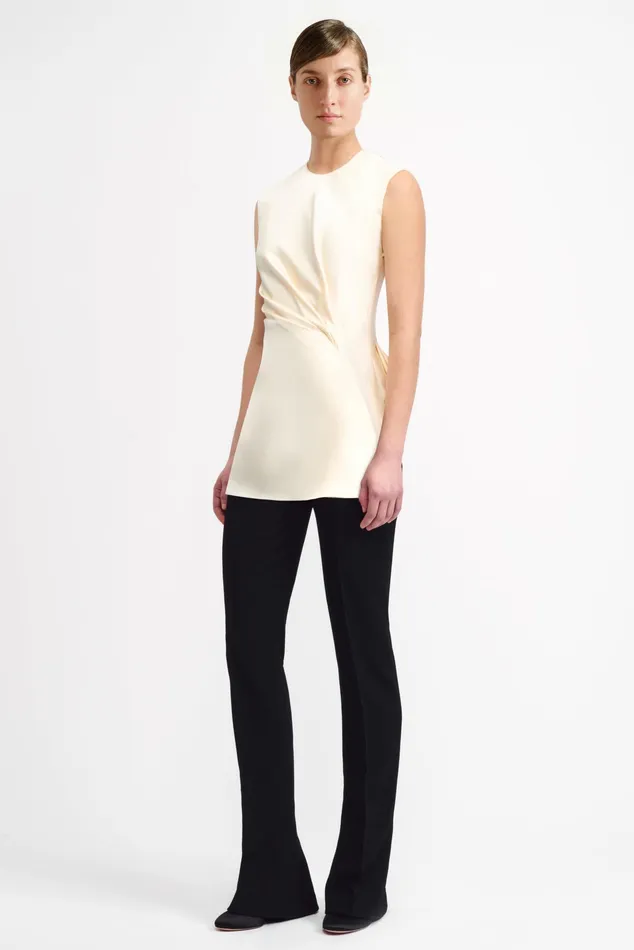 Emilia Wickstead Azam Ivory Satin Top Women Shirts and Tops