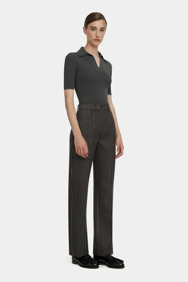 Emilia Wickstead Dune Grey Fitted Polo Top Women Shirts and Tops