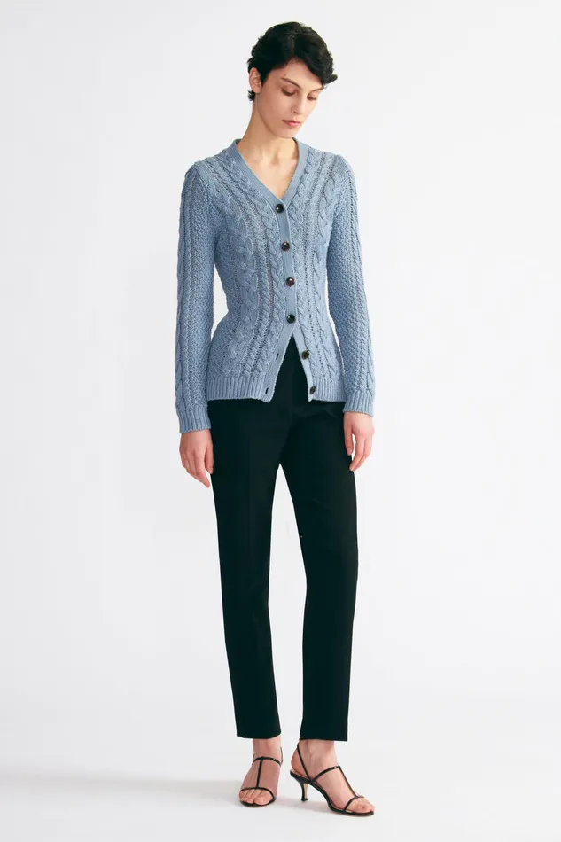 Emilia Wickstead Elmer Knit Cardigan In Smoke Blue Women Knitwear