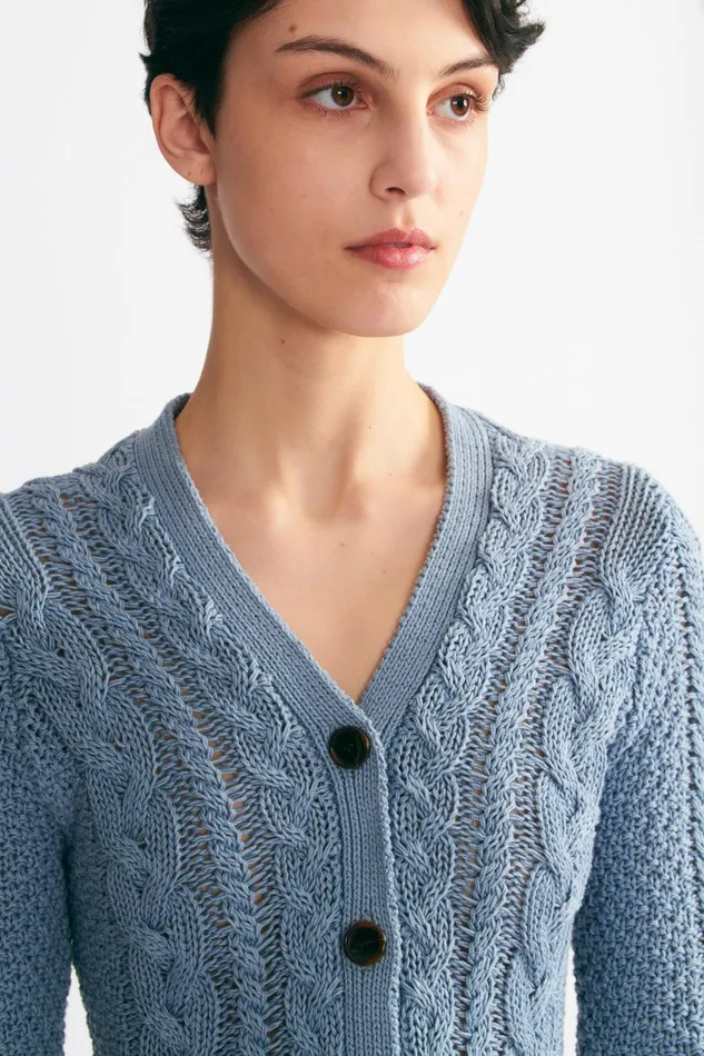 Emilia Wickstead Elmer Knit Cardigan In Smoke Blue Women Knitwear