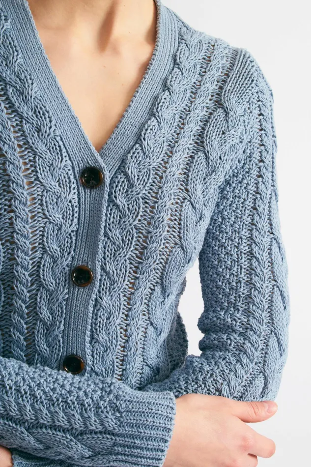 Emilia Wickstead Elmer Knit Cardigan In Smoke Blue Women Knitwear