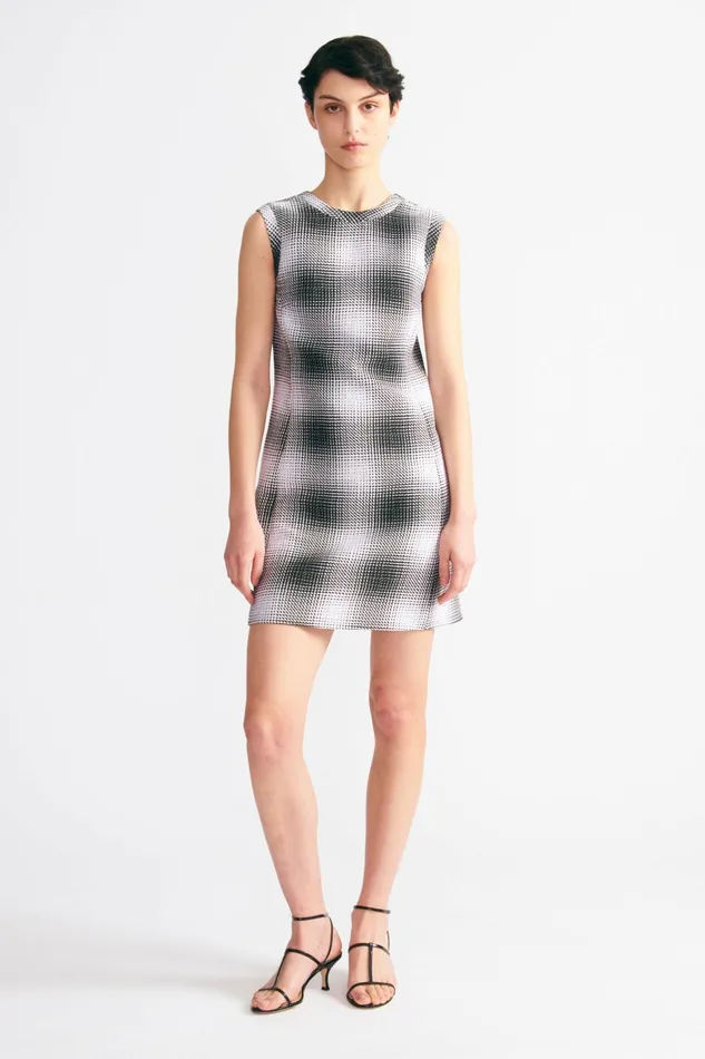 Emilia Wickstead Emmy Dress In Black and White Checked Cloque Women Dresses