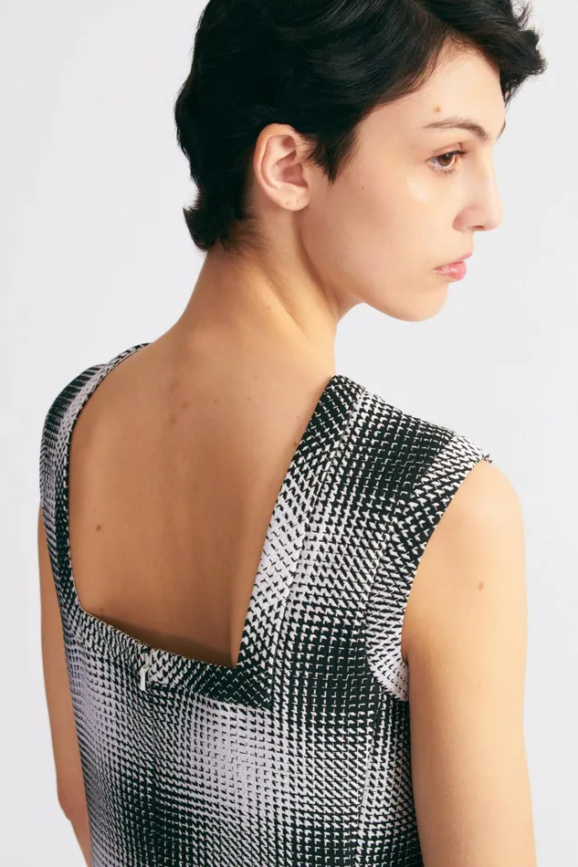 Emilia Wickstead Emmy Dress In Black and White Checked Cloque Women Dresses