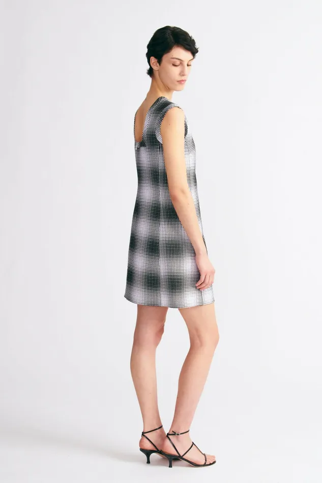 Emilia Wickstead Emmy Dress In Black and White Checked Cloque Women Dresses